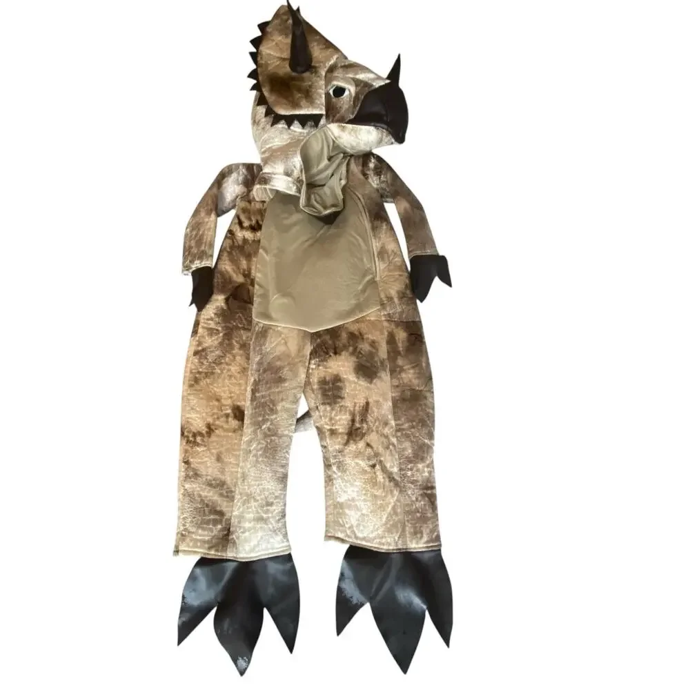Wishcraft Dinosaur Triceratops Two Piece Soft Costume Kids 6 Tan Brown Halloween